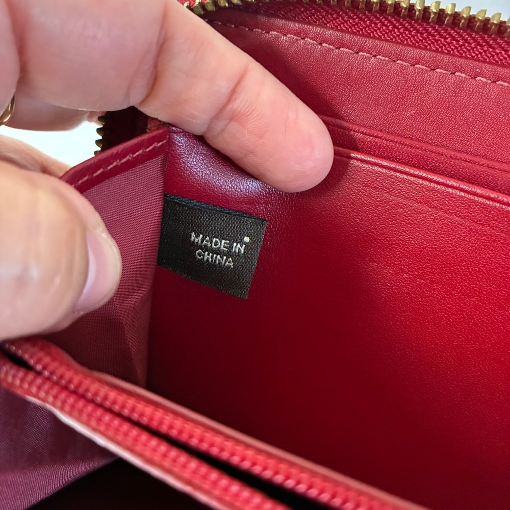 Coach Zoe Red Leather Wallet Soho Double Buckle Zip Around Y2K Clutch 8" - Picture 5 of 16